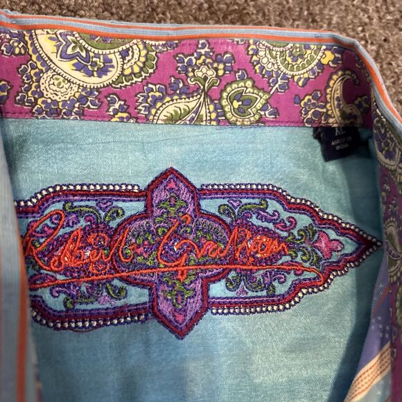 Robert Graham L/S Button Down Horse Flip Cuff Casual Dress Shirt - Men's XL - Ok - Picture 3 of 15